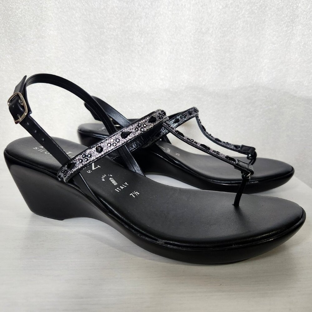 New in Box ITALIAN SHOEMAKERS Black Jeweled Platform Sandal